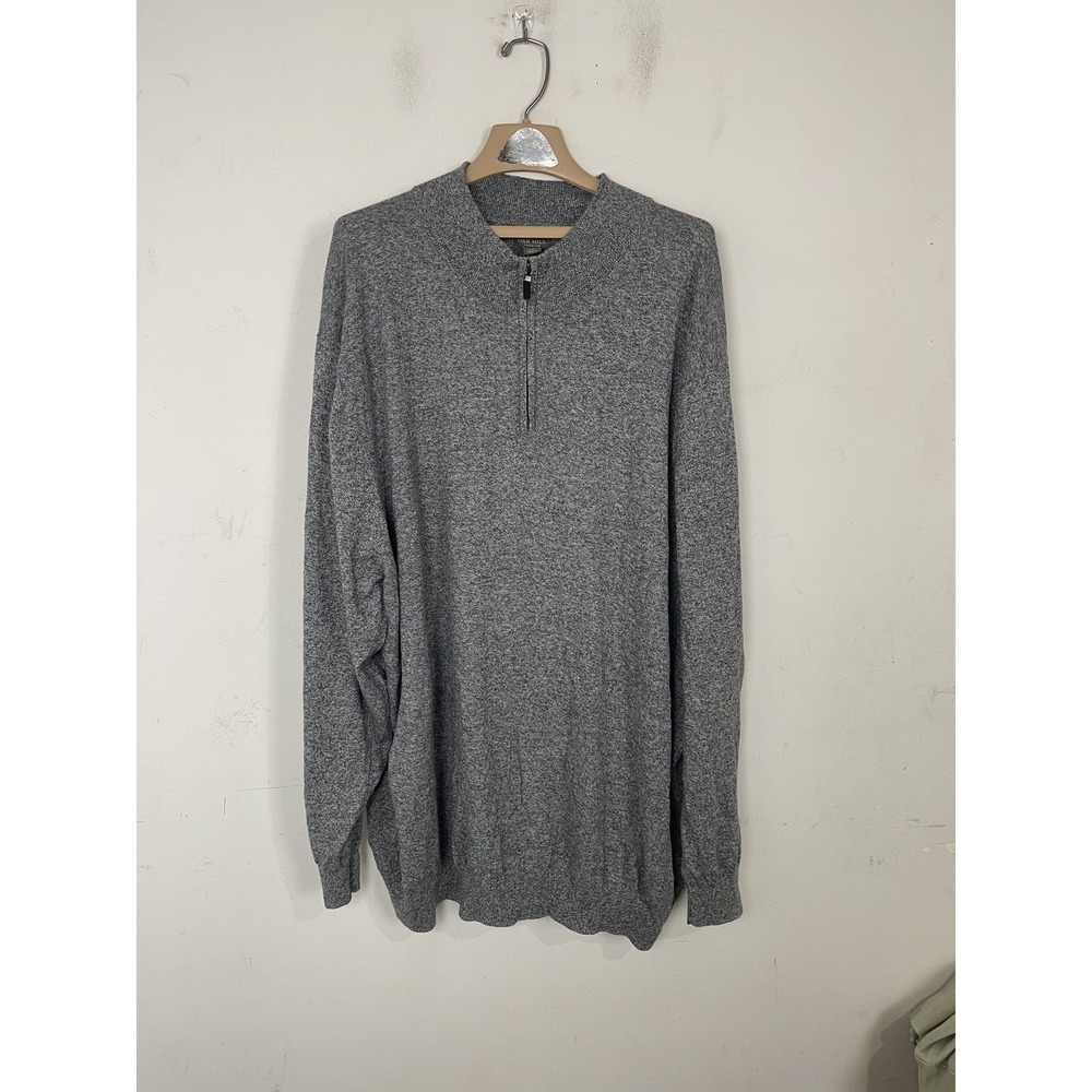 Oak Hill Mens Sweater 4XLT 1/4‎ Zip Pullover Grey Cotton Cashmere Blend Luxury